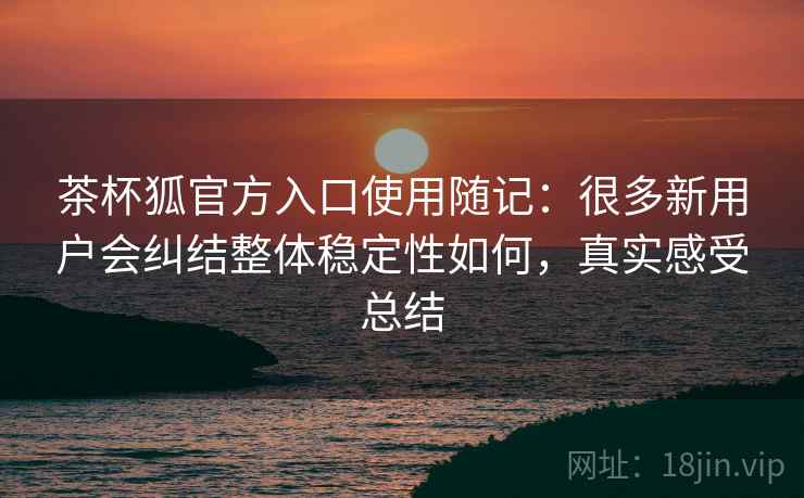 茶杯狐官方入口使用随记：很多新用户会纠结整体稳定性如何，真实感受总结