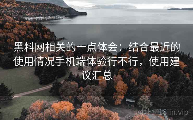 黑料网相关的一点体会:结合最近的使用情况手机端体验行不行,使用建议汇总
